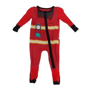 Posh Peanut Bamboo Footed Sleeper Baby Boy 6-9mo Firefighter Fireman Pajamas